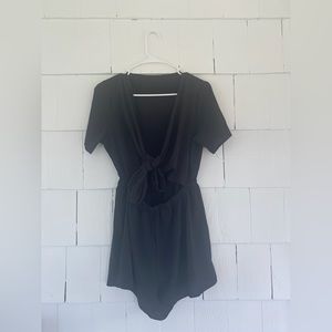 Women’s black self tie front romper